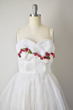 Vintage 1950s White Rosette Tulle Dress