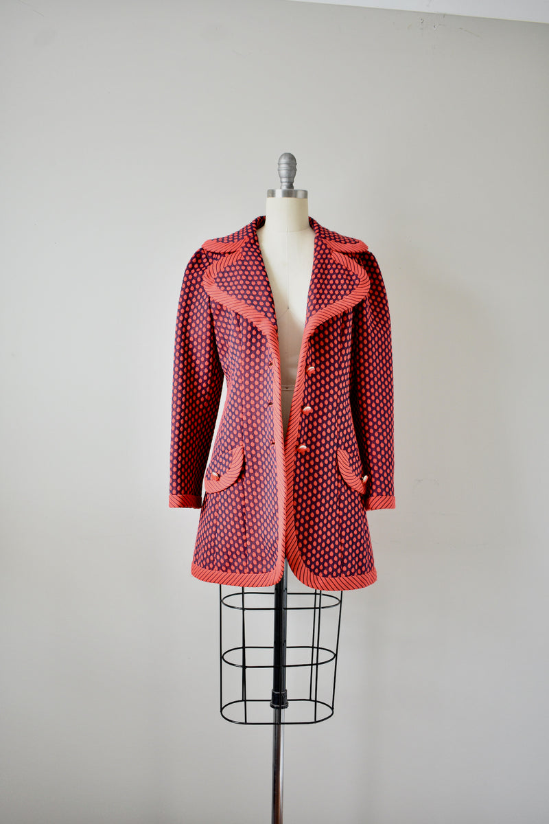 Vintage 1970 Lilli Ann Red Polka Dot 2 Piece Jacket and Vest