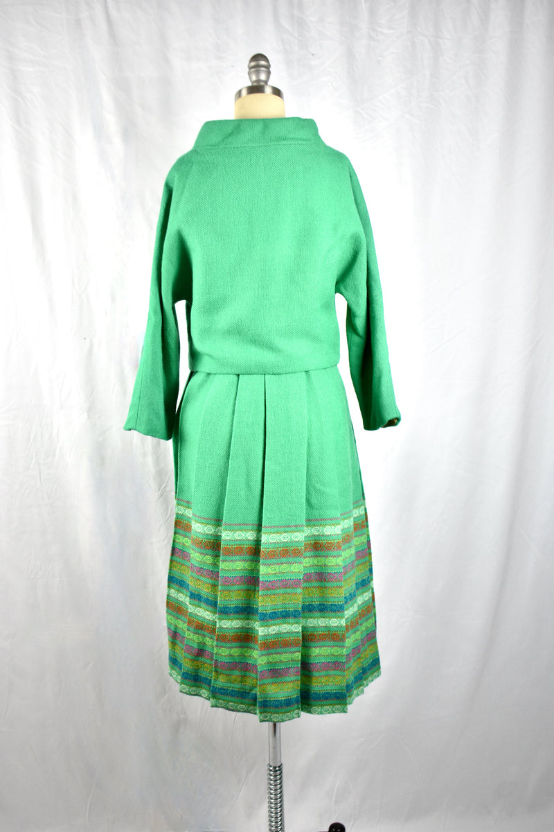 Vintage 1960s Green Wool Suit 2 Piece Set
