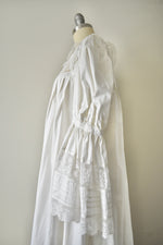 Vintage 1920s Cotton Handmade Square Lace Bedgown