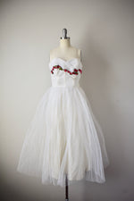 Vintage 1950s White Rosette Tulle Dress