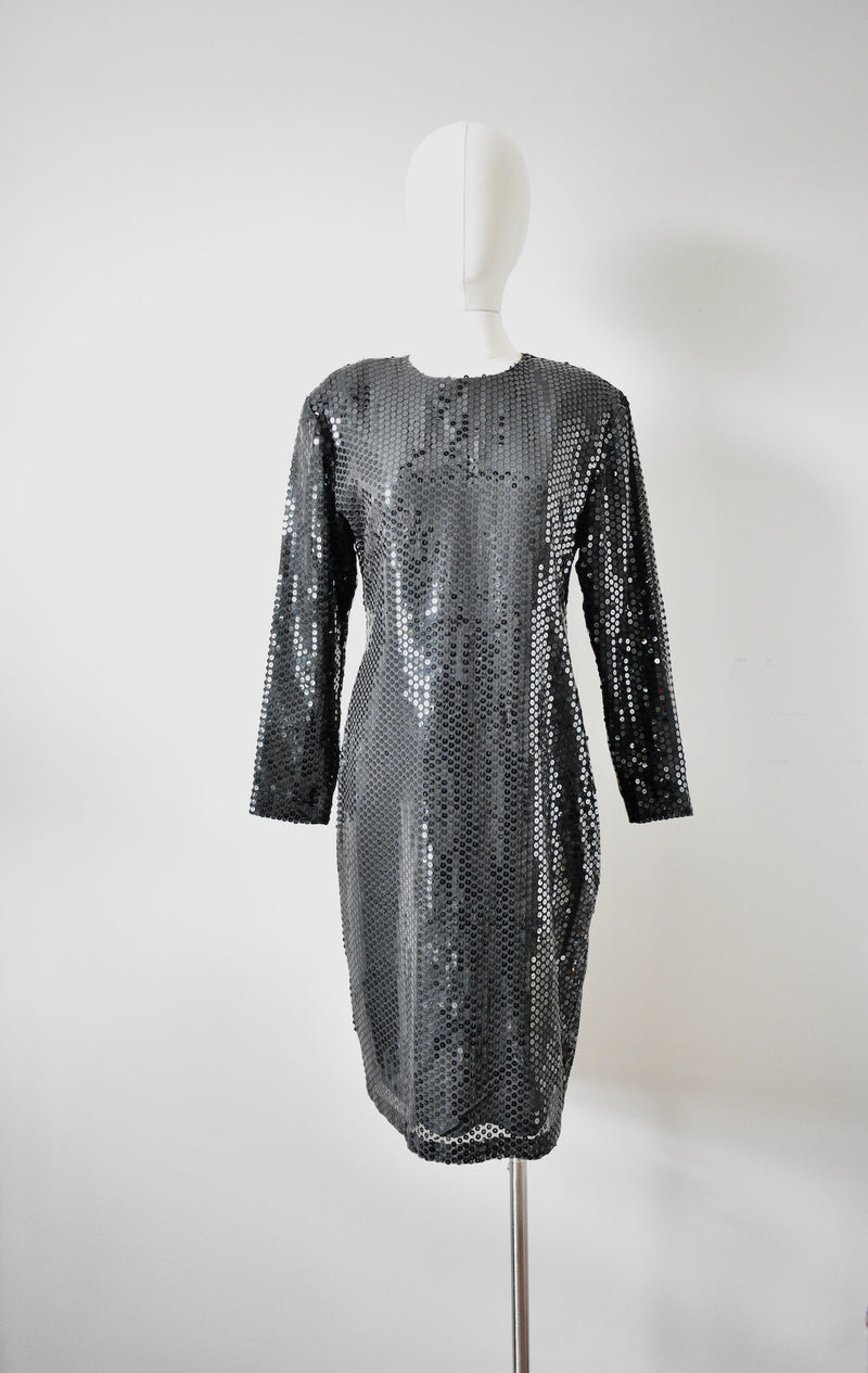 1980 Vintage Black Sequin Dress