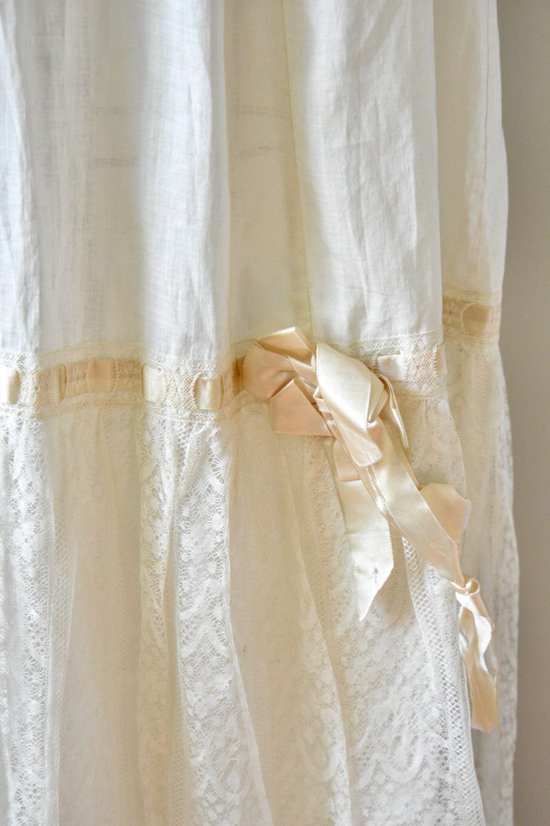 1890s-1900 White Cotton Eyelet Petticoat
