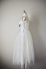 Vintage 1950s White Rosette Tulle Dress