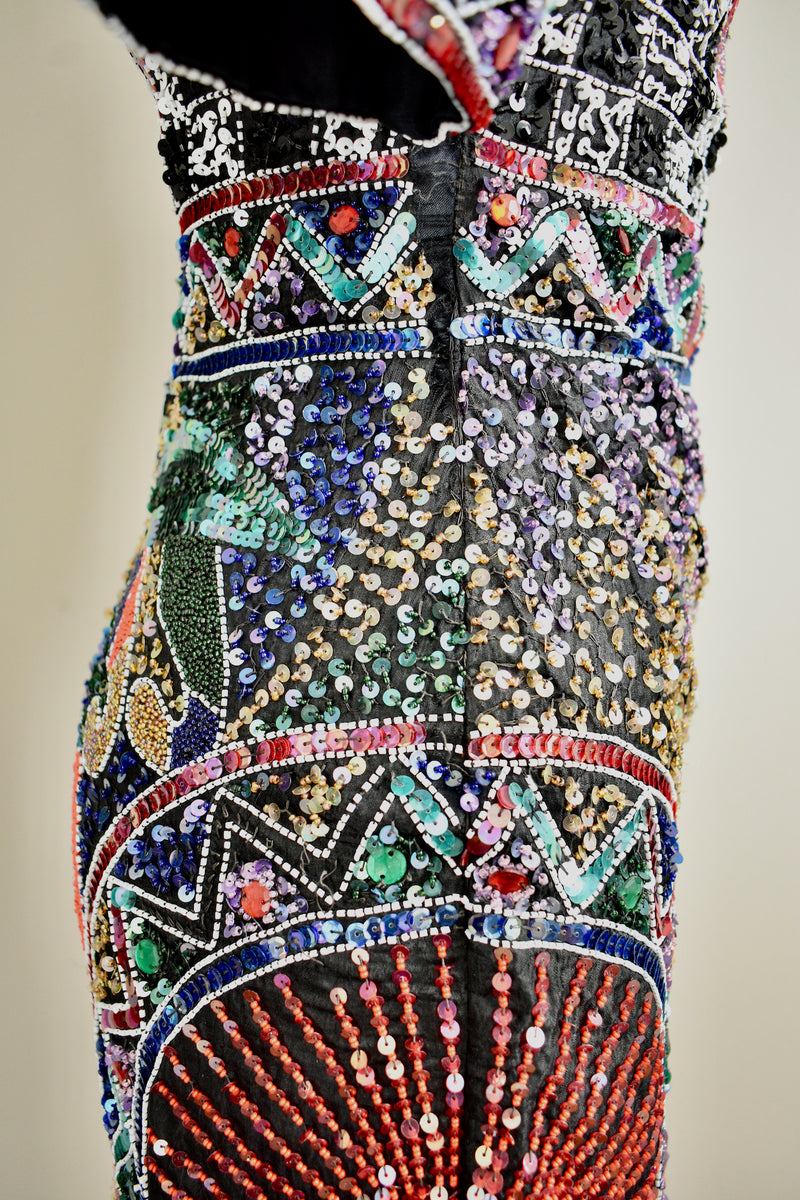 Vintage 1990 Multicolor Silk Beaded Dress Vintage World Rocks Vintage 1990 Multicolor Silk Beaded Dress Vintage World Rocks