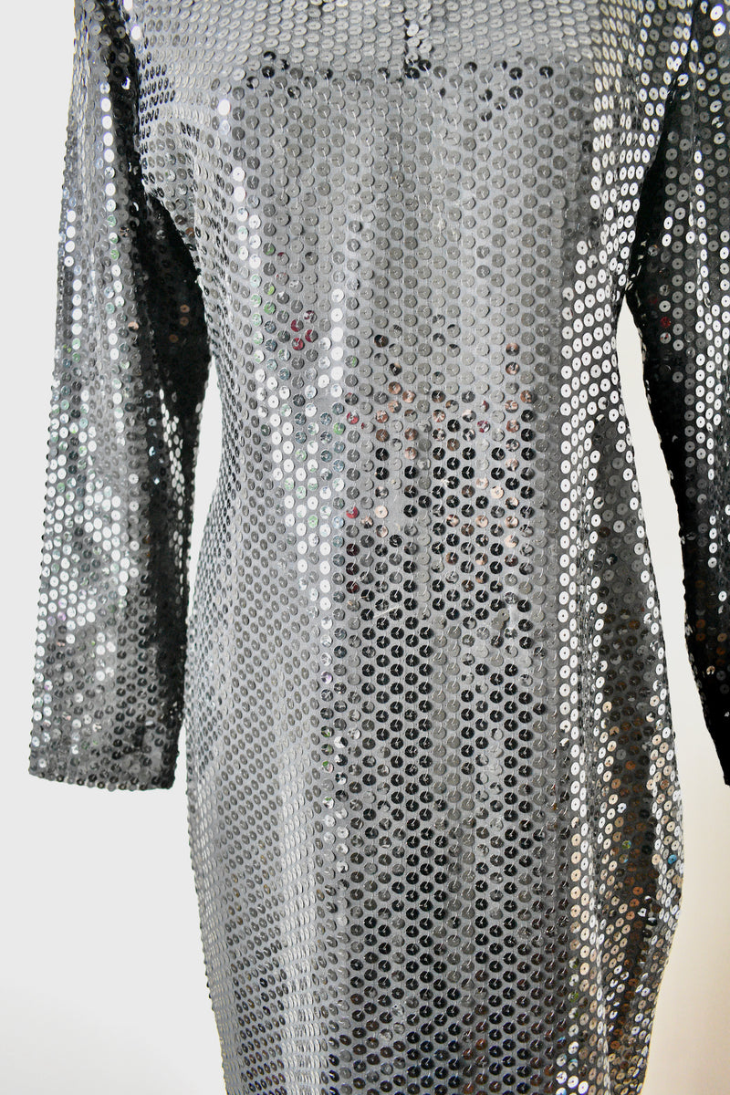 1980 Vintage Black Sequin Dress