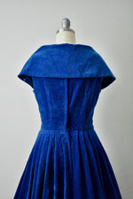 Vintage 1950s Blue Velvet Dress