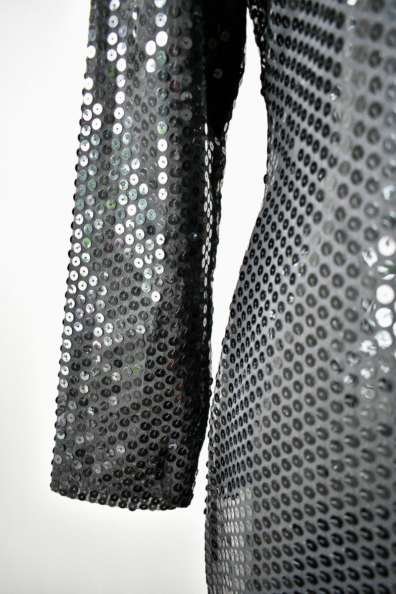 1980 Vintage Black Sequin Dress