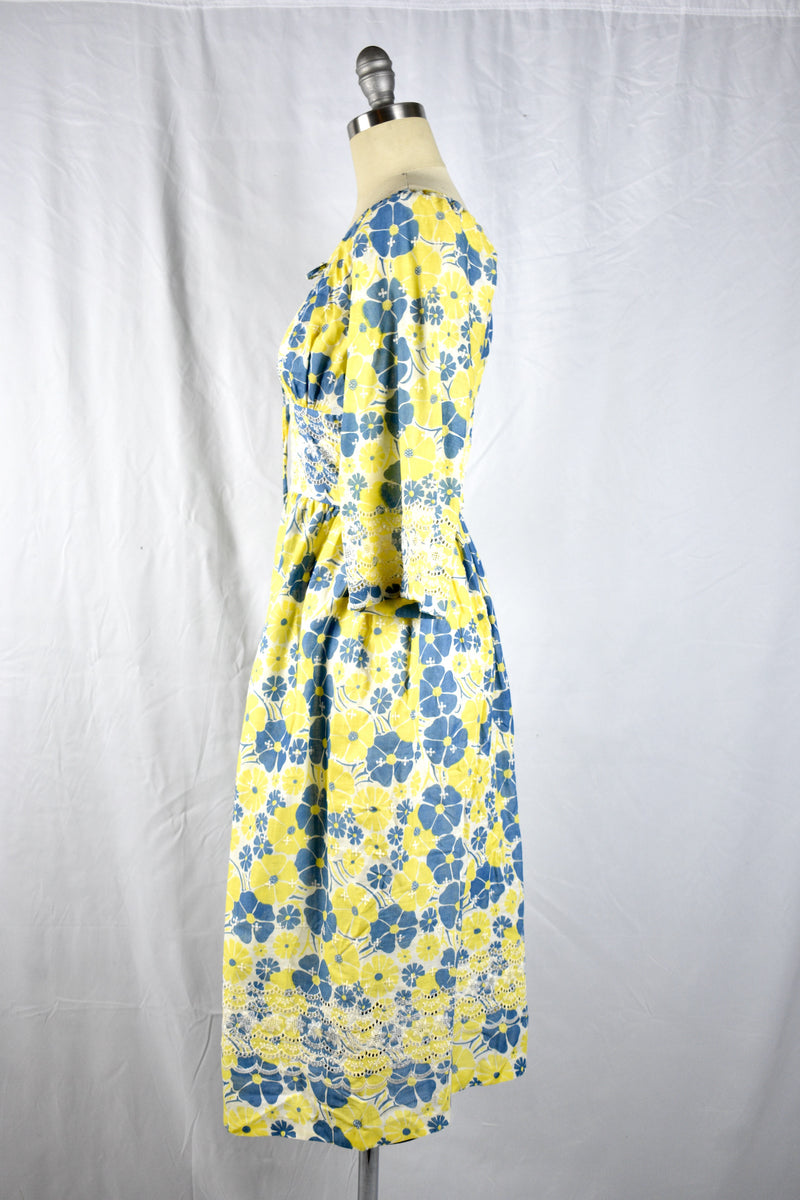Vintage late  1960s Lilly Pulitzer Cotton Yellow/Blue Dress