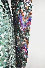 1970 Vintage Glam Multicolor Long Sequin Evening Dress