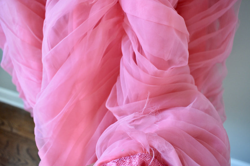 Vintage 1950s Pink Tulle Ruffle Dress
