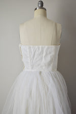 Vintage 1950s White Rosette Tulle Dress