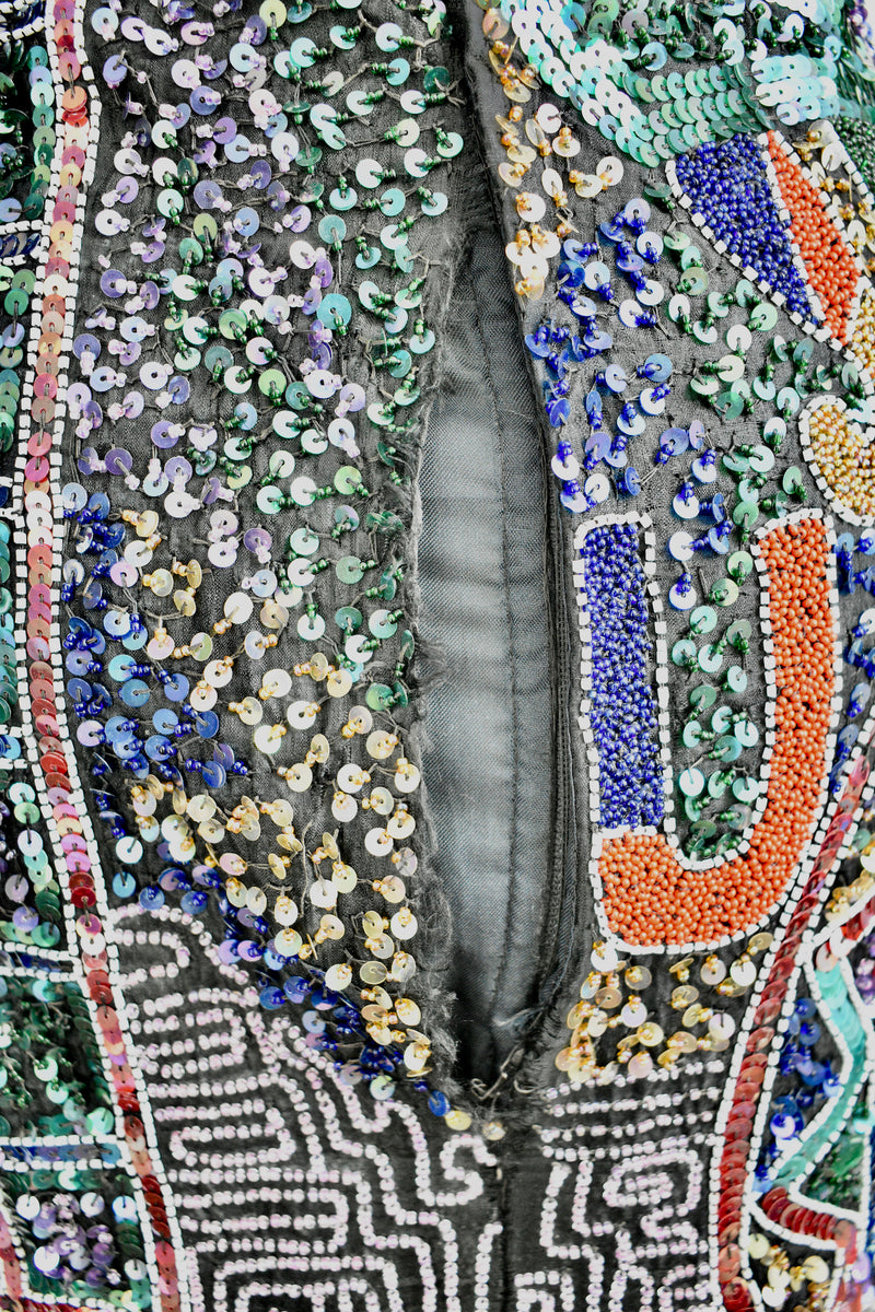 Vintage 1990 Multicolor Silk Beaded Dress
