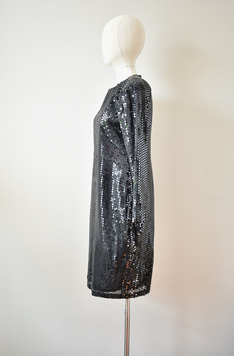 1980 Vintage Black Sequin Dress