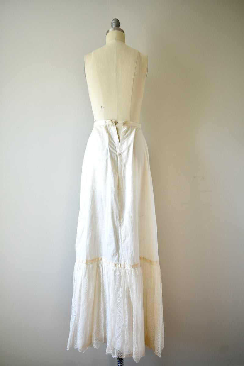 1890s-1900 White Cotton Eyelet Petticoat