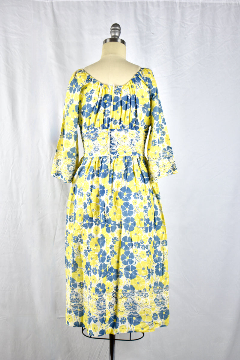 Vintage late  1960s Lilly Pulitzer Cotton Yellow/Blue Dress
