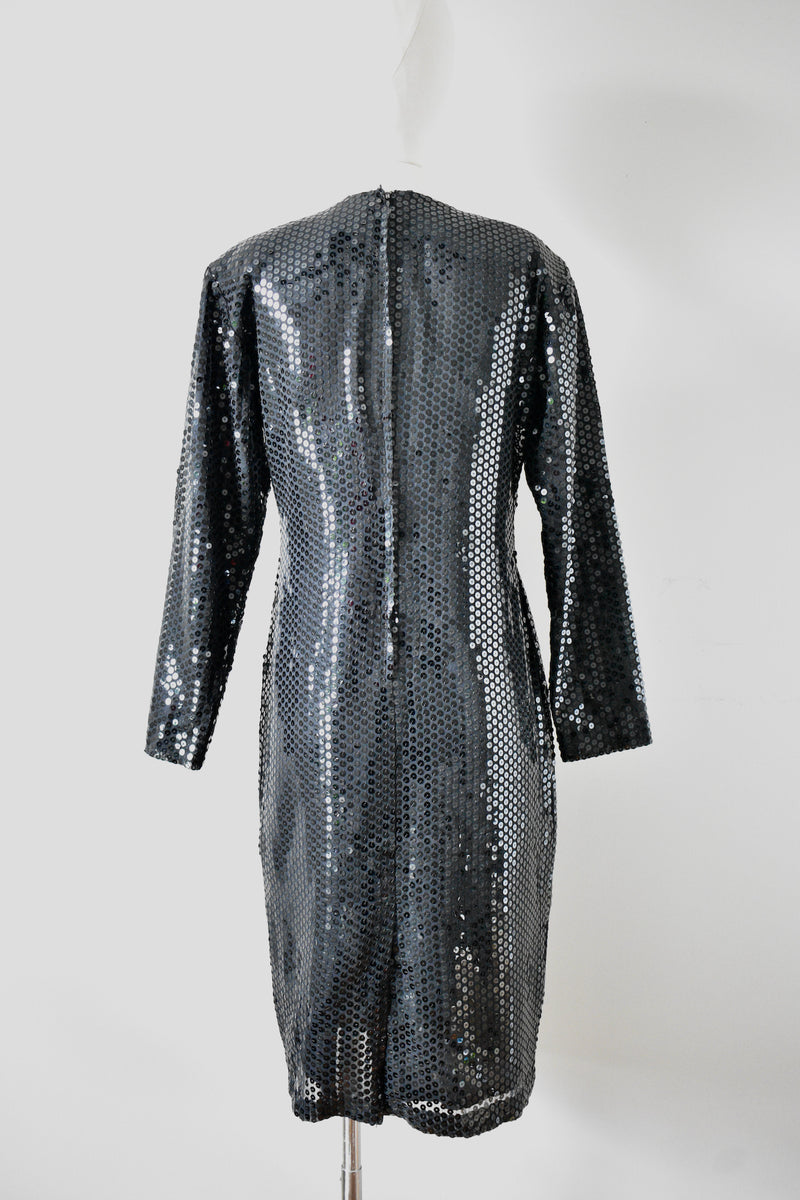 1980 Vintage Black Sequin Dress
