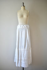 1890s-1900 White Cotton Petticoat with Satin Ribbon Insert