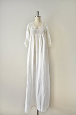 Vintage 1920s Cotton Handmade Bedgown w Crochet Bodice