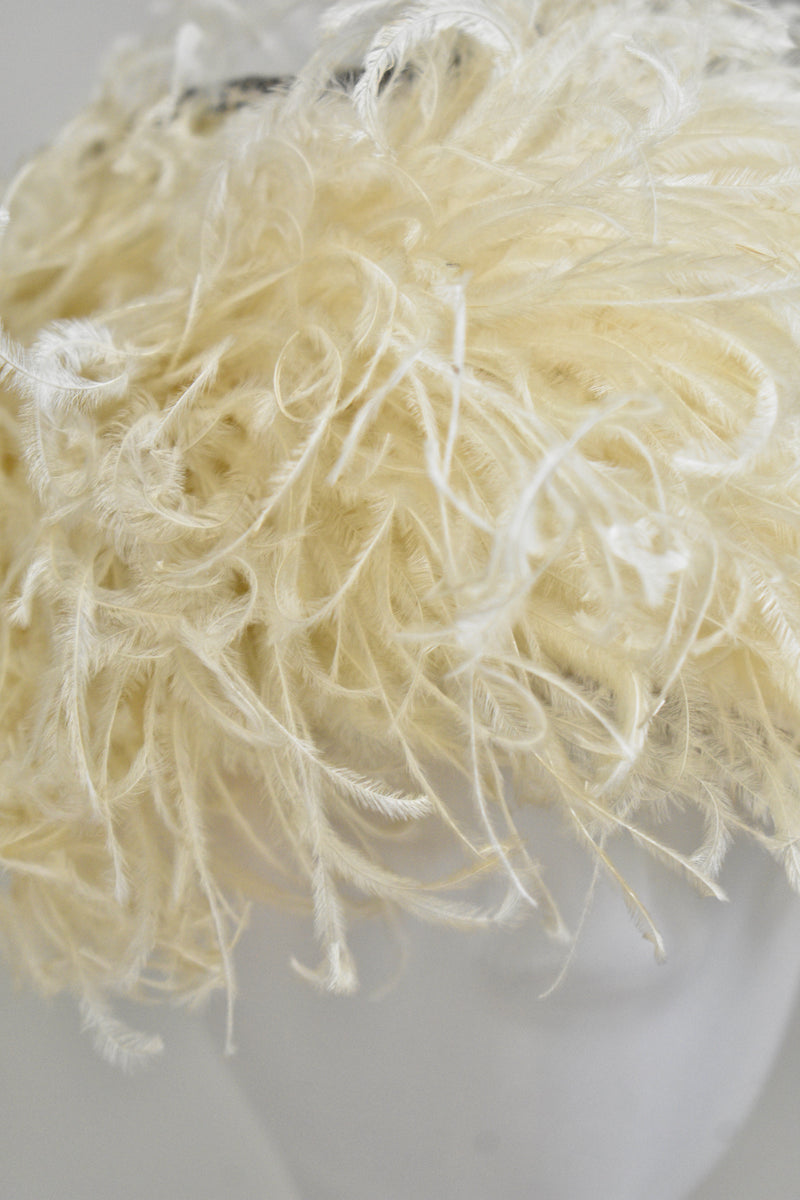 Vintage 1960s Jan Leslie Custom Design Ivory Ostrich Feather Hat