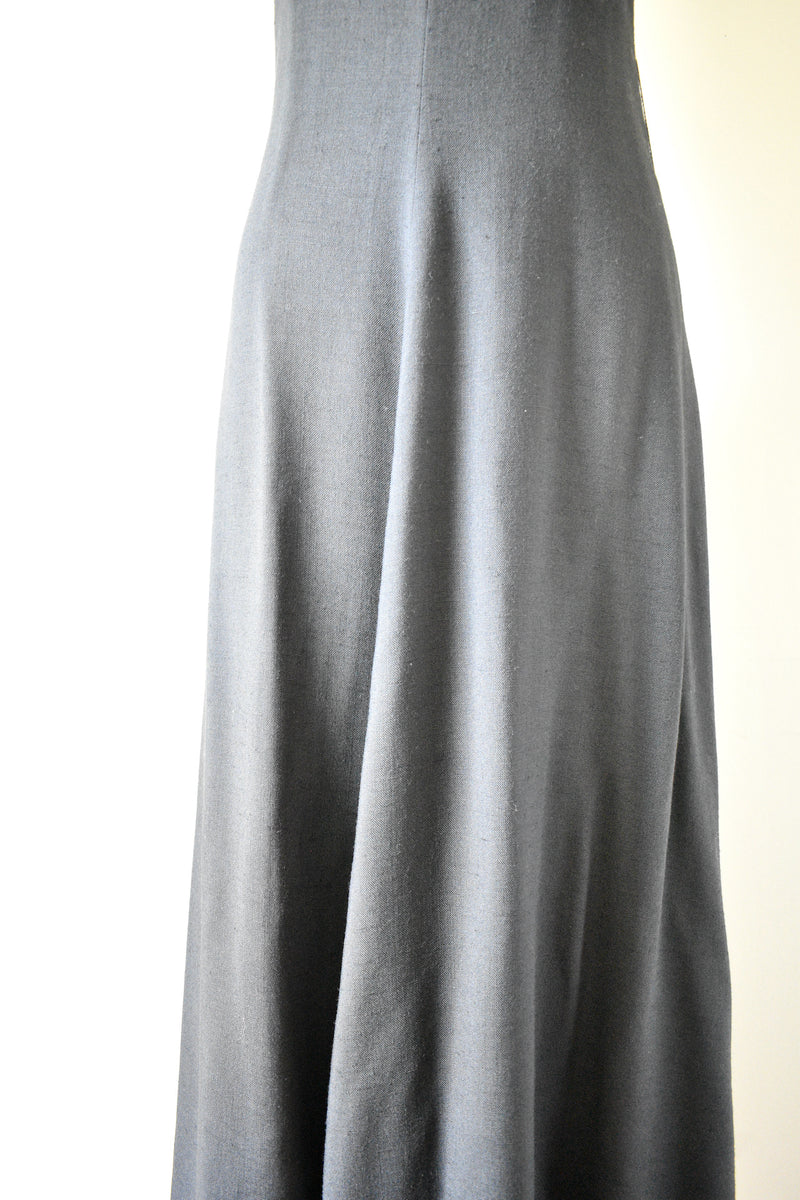 Vintage Maxi Long Sleeveless Dark Blue Dress