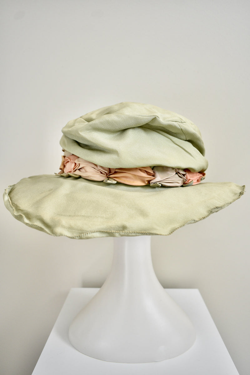 Vintage Antique RARE Silk Olive Green Weyman Sports Hat