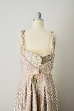 1940s Vintage Hollywood Beige Sequin Gown