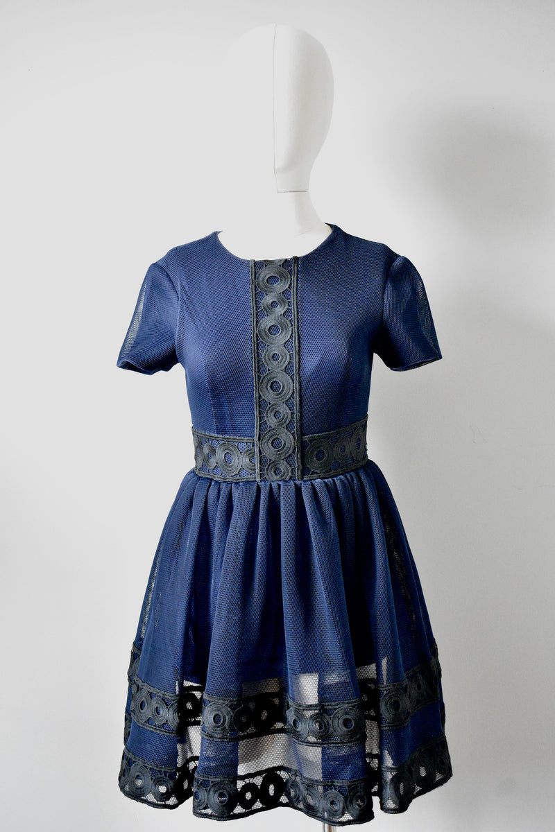 Blue Netted Dress By Maje