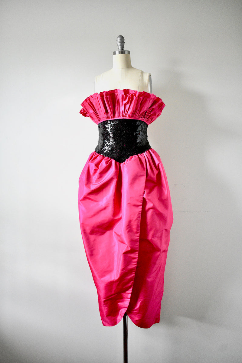 Vintage 1980s Victor Costa Sequin Strapless Dress