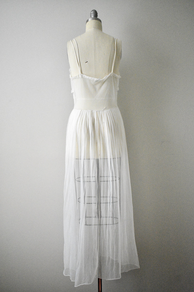 Vintage 1950s Off White Peignoir Slip Set
