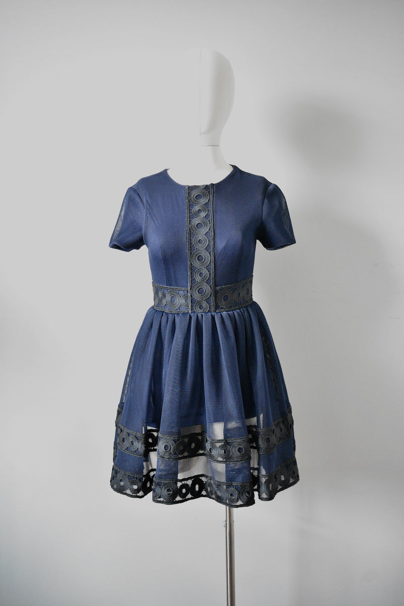 Blue Netted Dress By Maje
