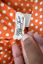 Vintage 1950s Orange Polka Dot Novelty Day Dress by Dress Town INC