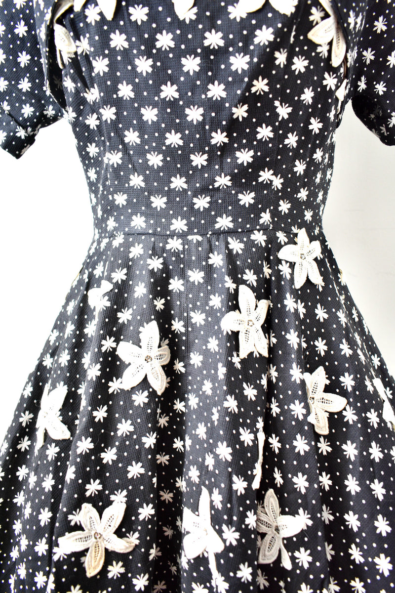 Vintage 1950s Eisenberg Original Black Floral Dress with Bolero