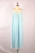 Vintage 1960s Movie Star Ice Blue Penoir Nightgown Set