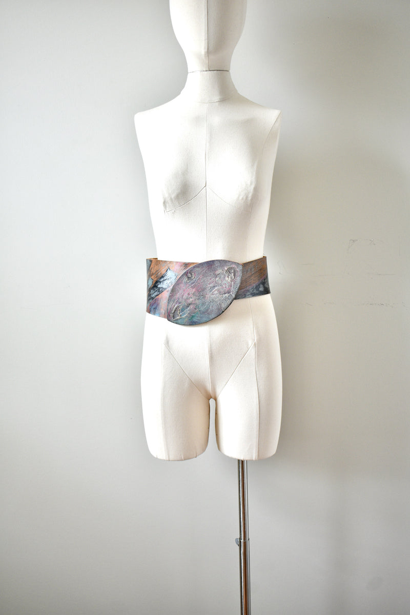 Vintage Jane Yoo Wide Multi Color Belt With Front Buckle