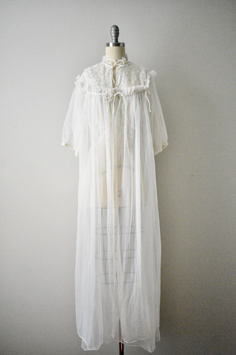 Vintage 1950s Off White Peignoir Slip Set