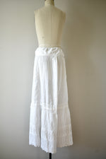 1890s-1900 White Cotton Petticoat with Satin Ribbon Insert