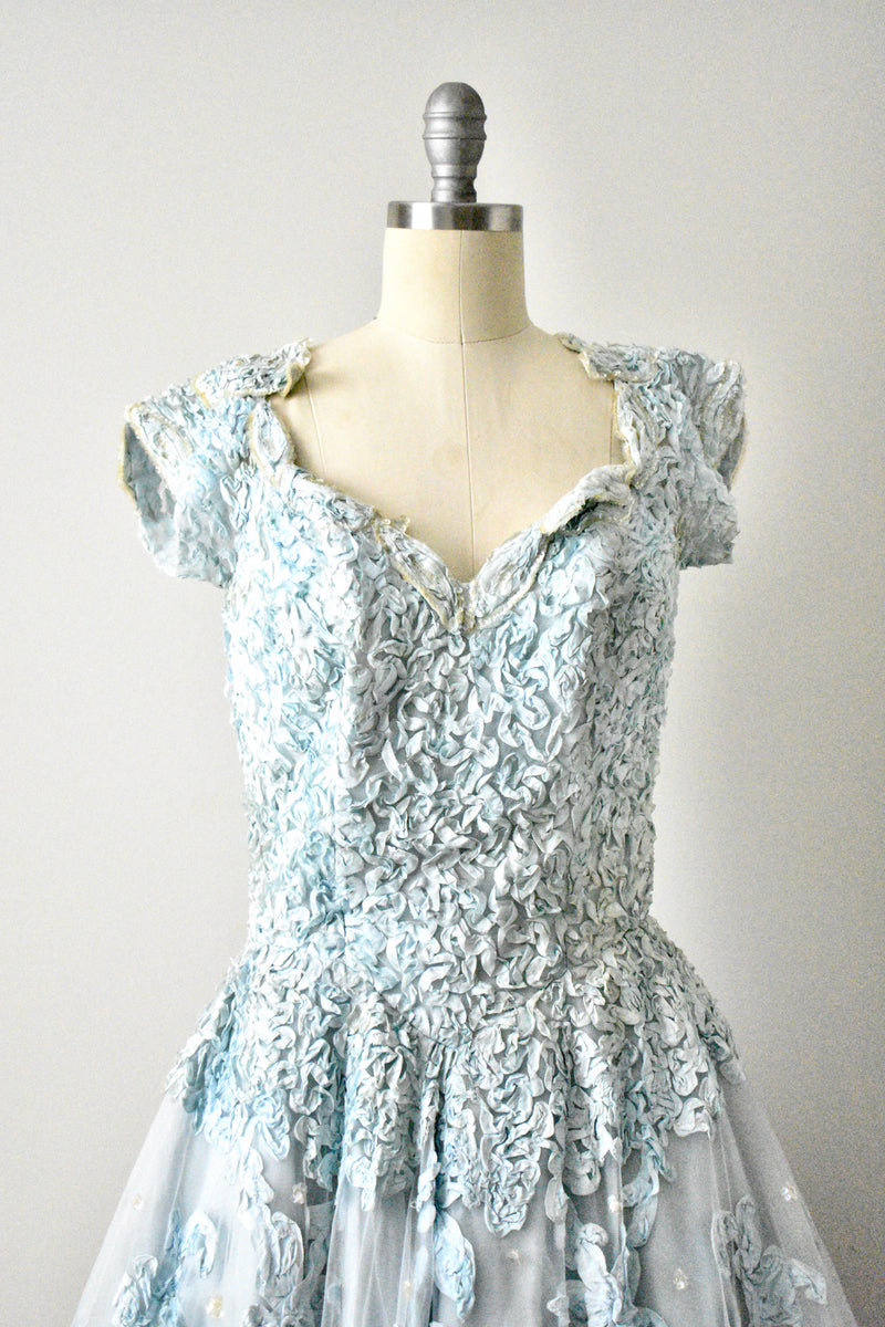 Vintage 1950s Blue Princess Dress-AS IS