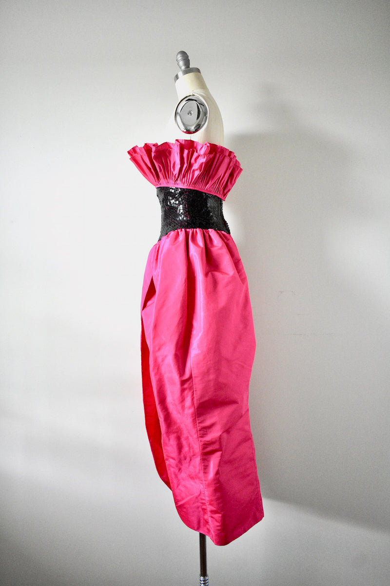 80s Victor Costa Strapless Dress - Lucky Vintage