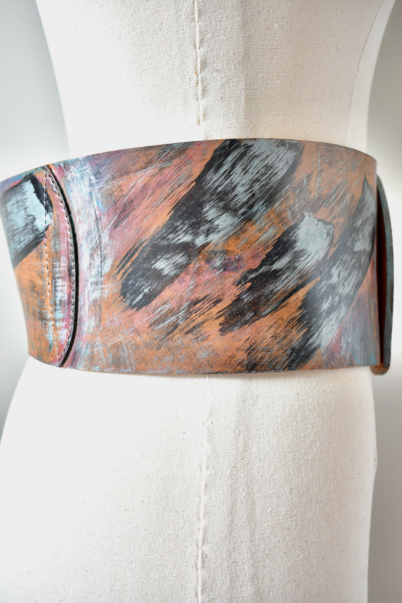 Vintage Jane Yoo Wide Multi Color Belt With Front Buckle