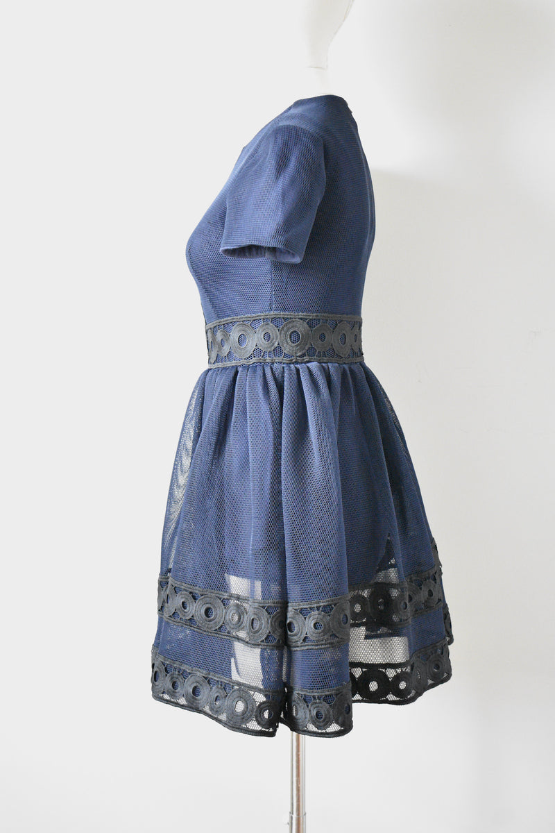 Blue Netted Dress By Maje