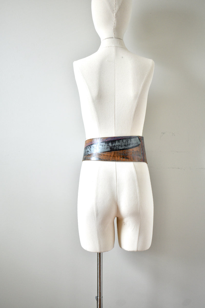 Vintage Jane Yoo Wide Multi Color Belt With Front Buckle