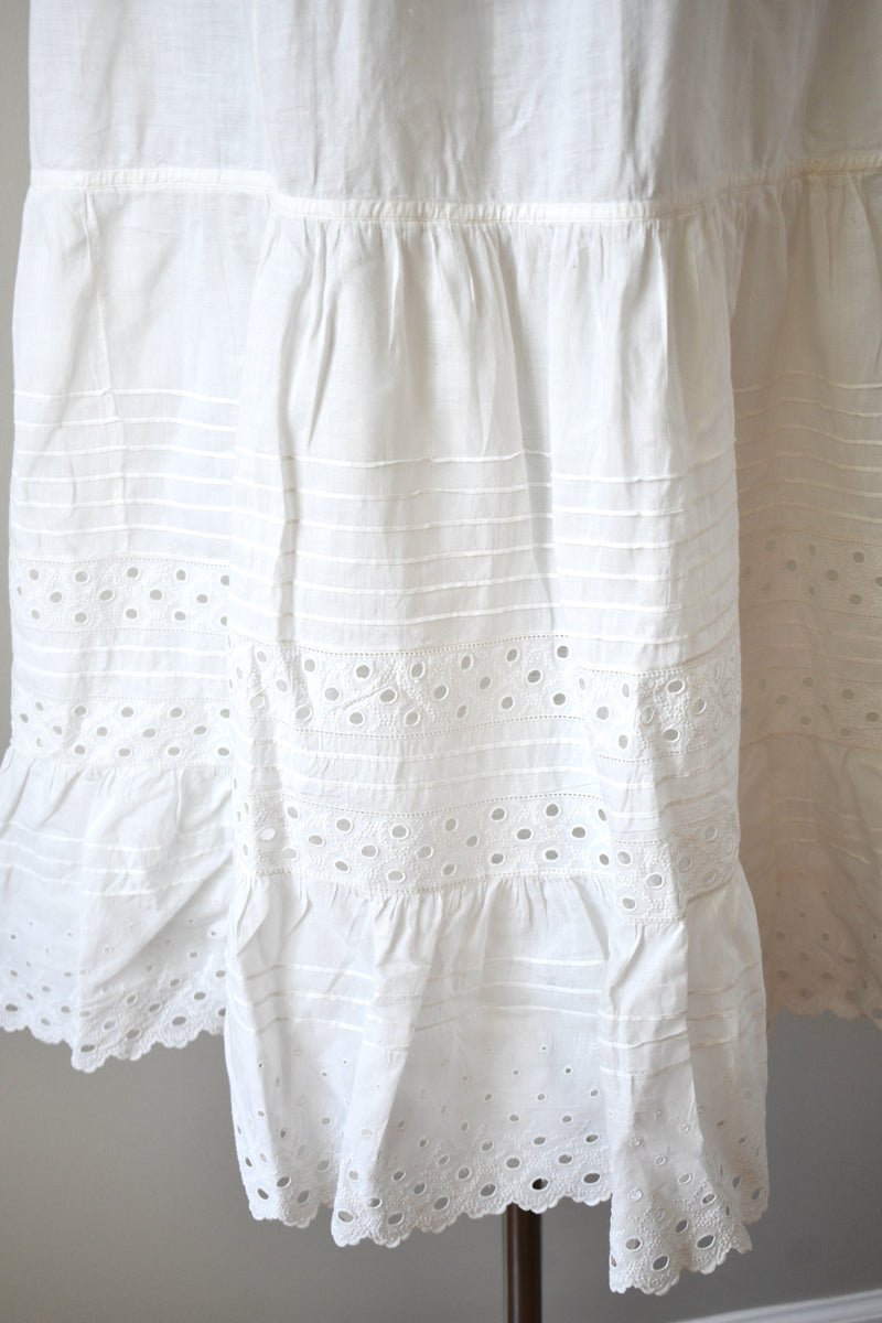 1890s-1900 White Cotton Petticoat