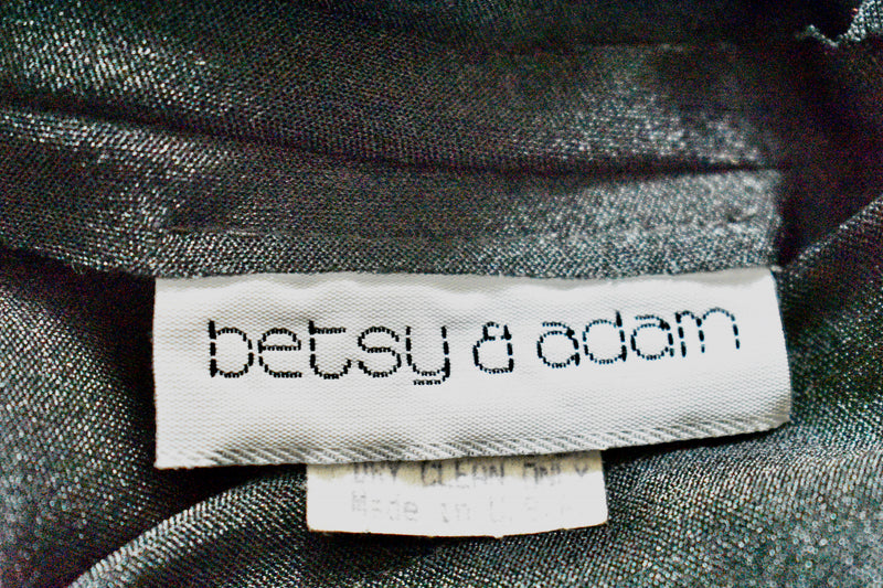Vintage 1970s Betsy Adam Black Evening Dress with Fringe