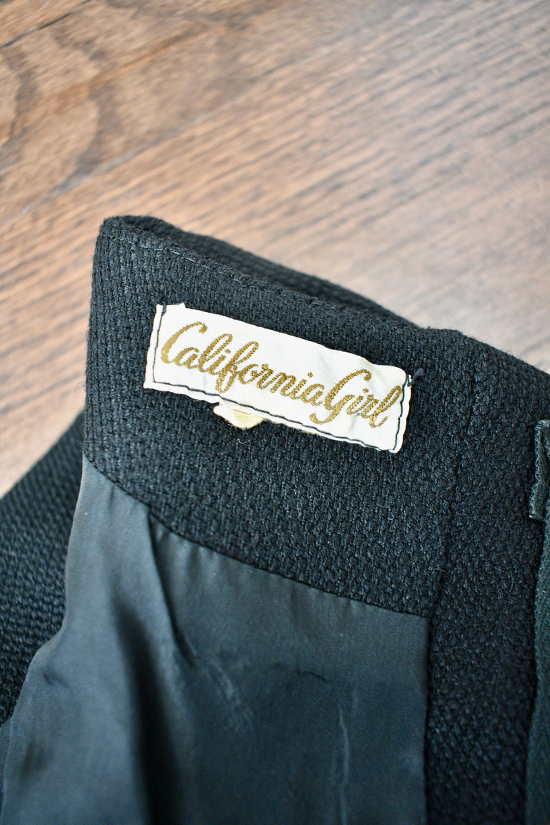 Vintage 1960s California Girl Black Jacket Top