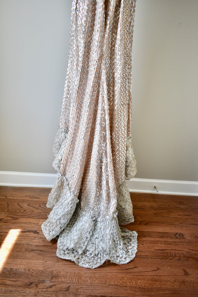 1940s Vintage Hollywood Beige Sequin Gown