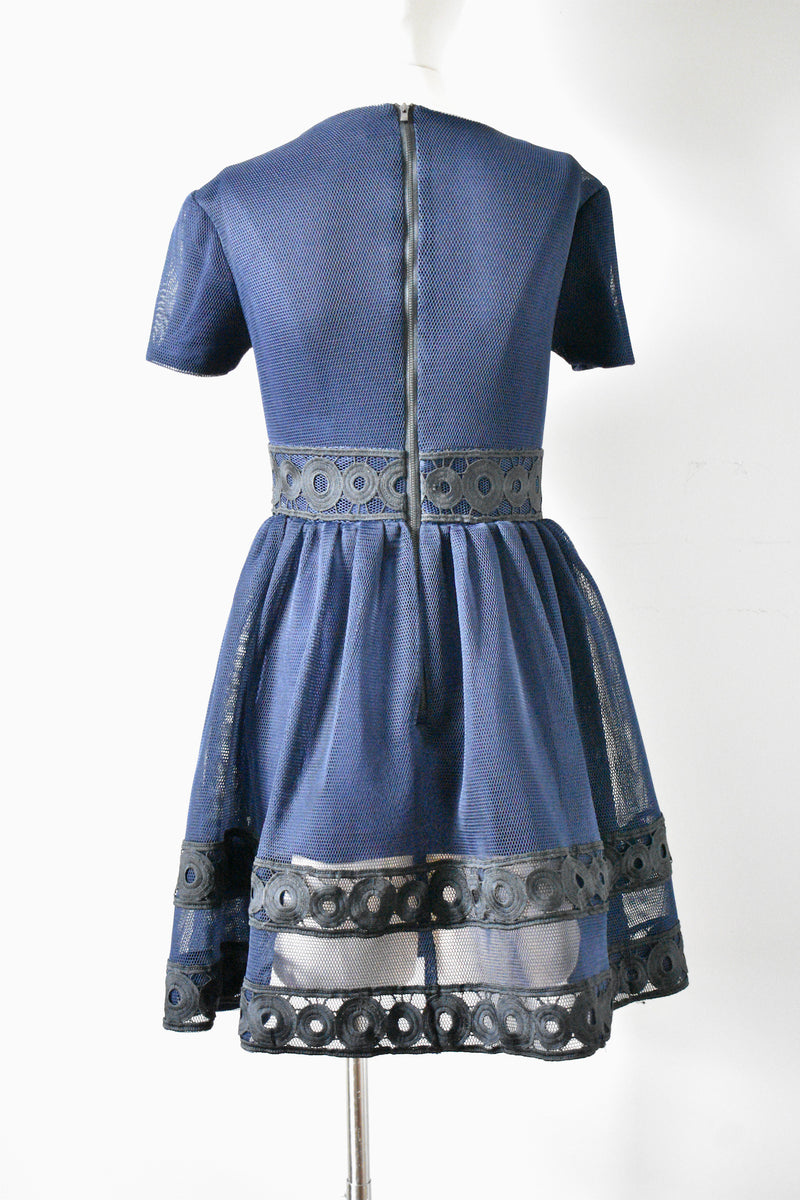 Blue Netted Dress By Maje