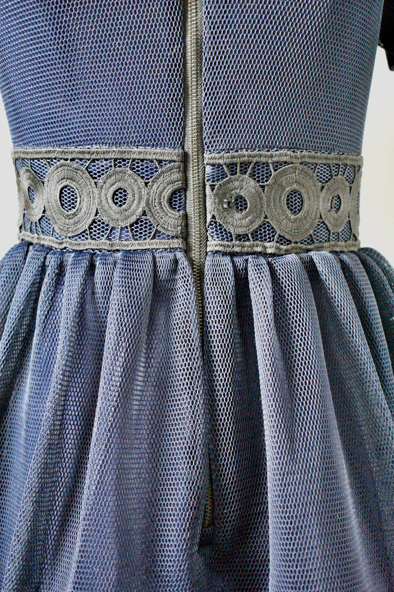 Blue Netted Dress By Maje