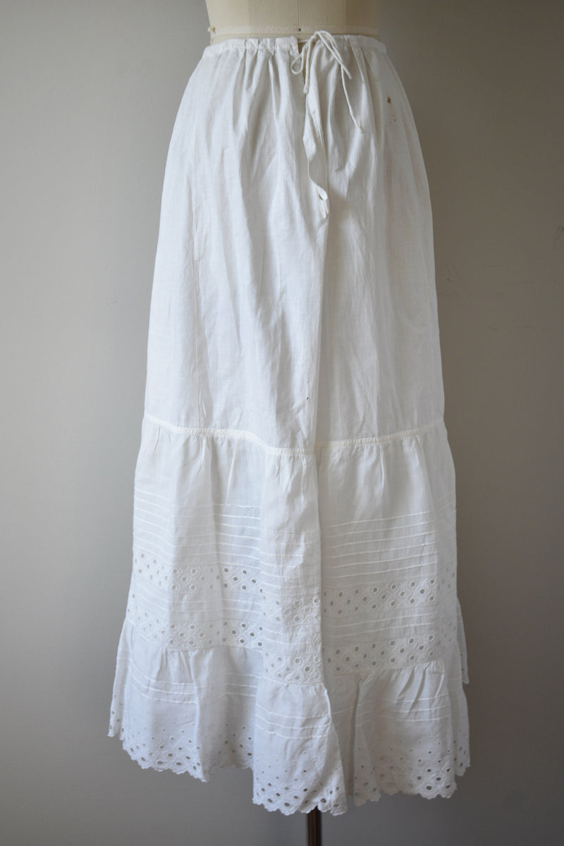 1890s-1900 White Cotton Petticoat