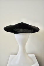 Vintage 1950 Black Velvet Hat